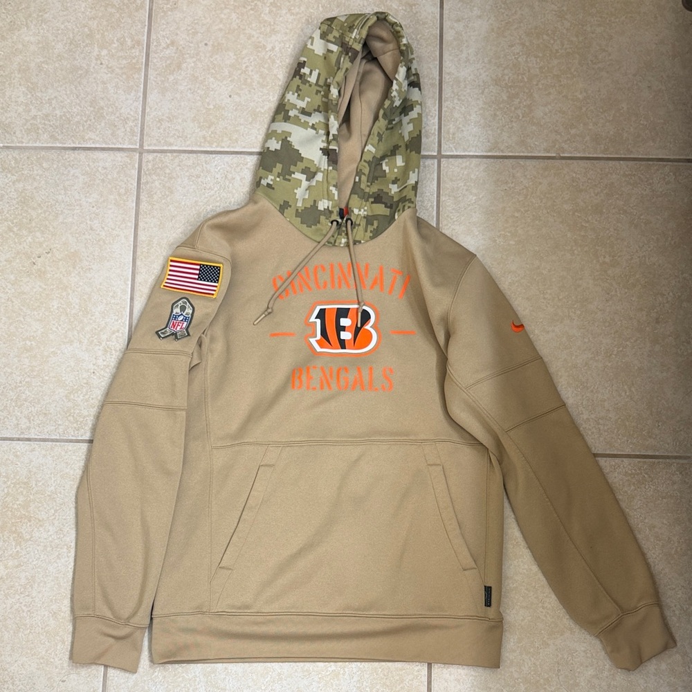 Cincinnati bengals official NFL Nike Tan Camo Hooded Sweatshirt